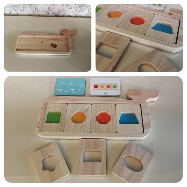 Farbenspiel Wal Formen Montessori Spielzeug Sortierspiel Holzspielzeug Lernspielzeug Farben Legespiel