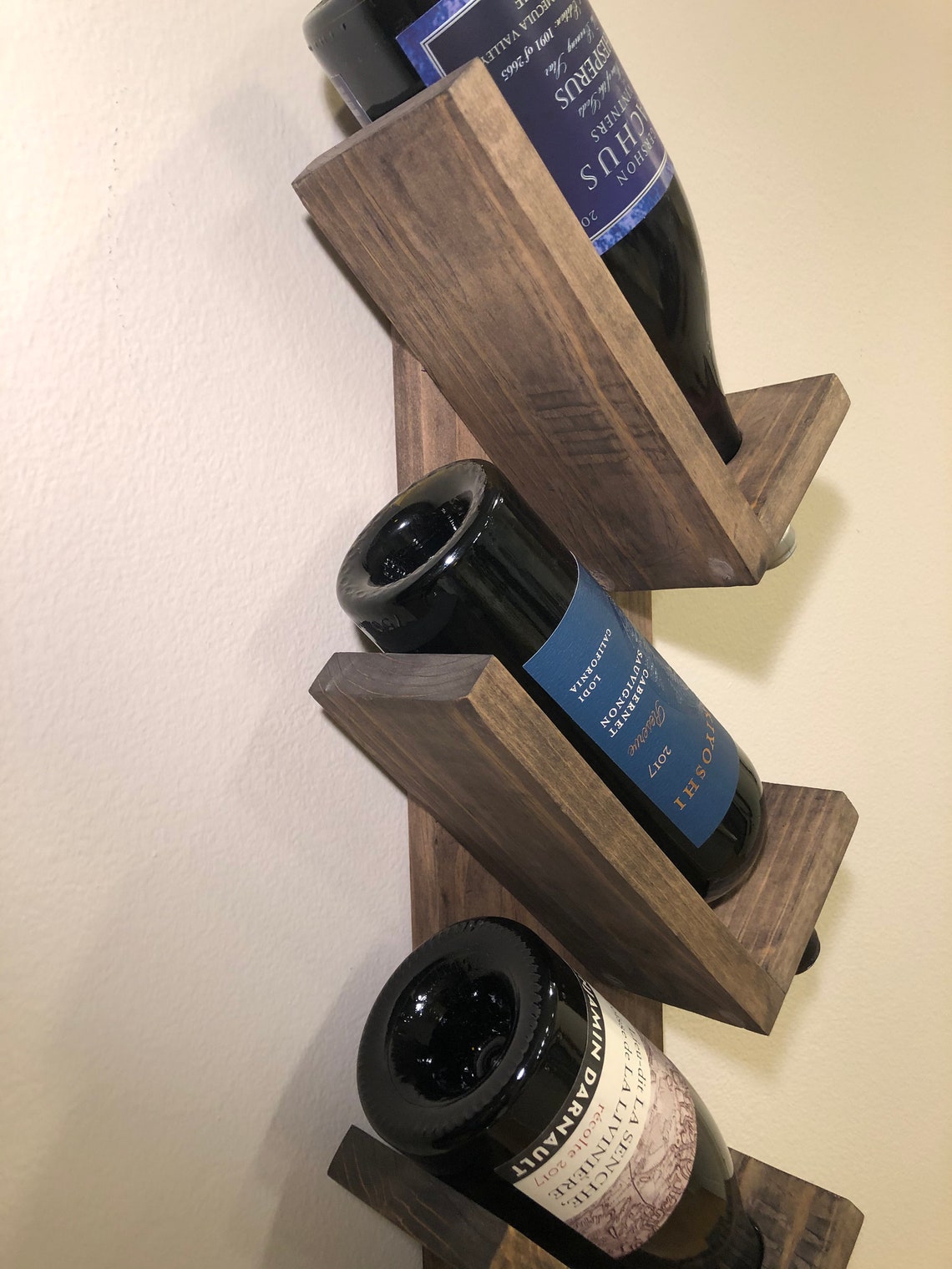 Angled Wine Bottle Rack Wall Mounted Wine Rack Made to Etsy