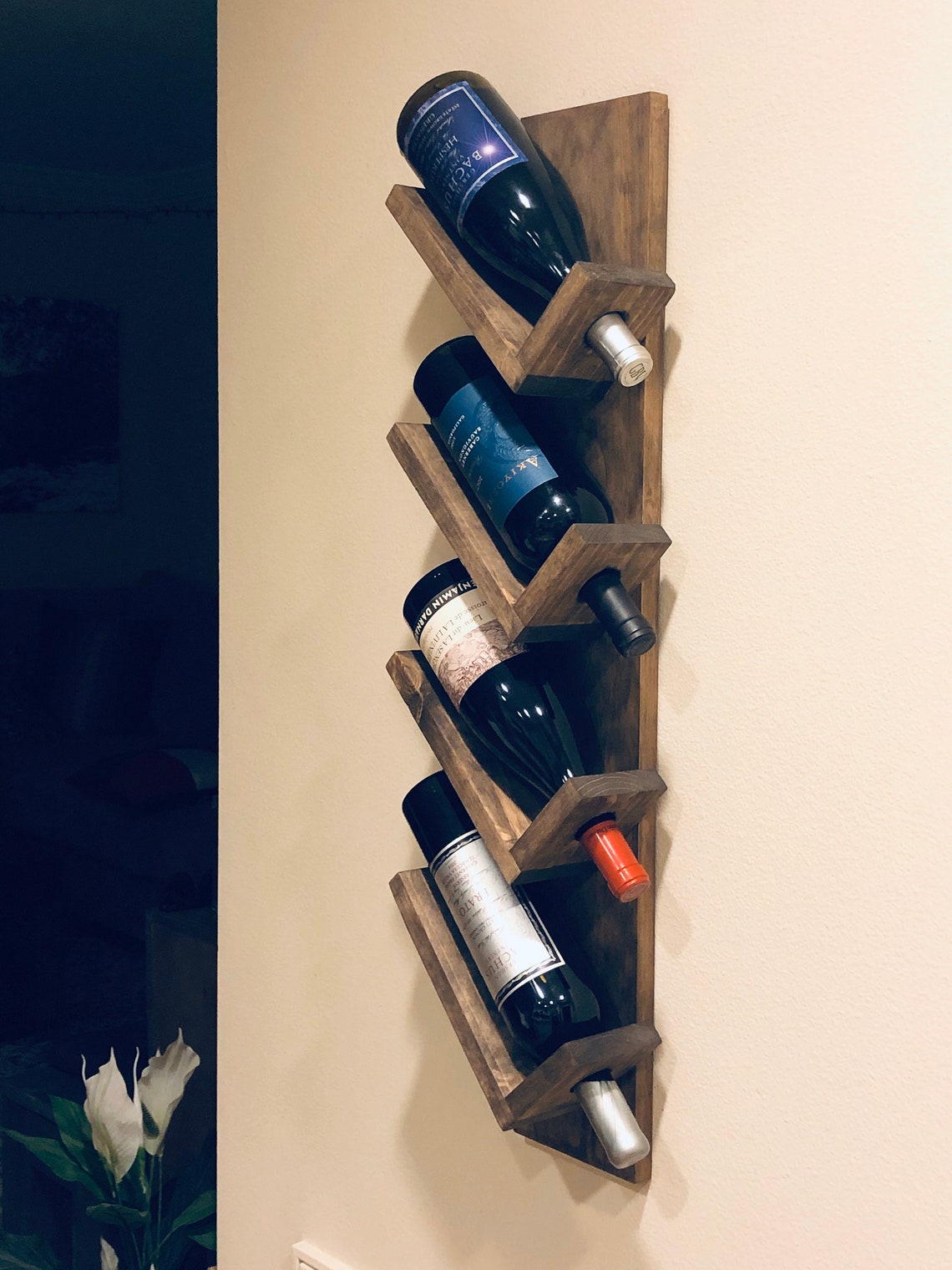 Angled Wine Bottle Rack Wall Mounted Wine Rack Made to Etsy
