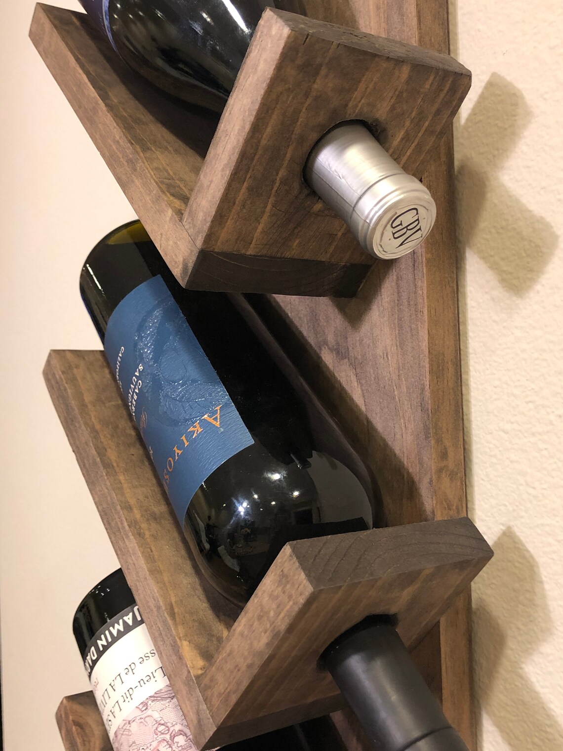 Angled Wine Bottle Rack Wall Mounted Wine Rack Made to Etsy
