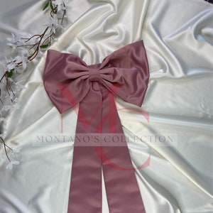 Big Bow For dress, Detachable Satin Bow For Flower Girl Dress,  Dusty Rose Big Bow With Train