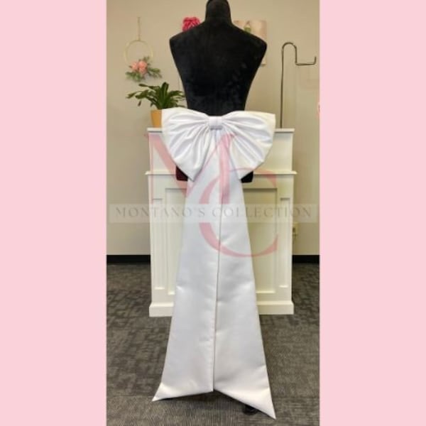 Large Matte Satin Dress Bow, Wedding Dress Bow, Huge Light Pink Dress Bow, Black Satin Big Bow For Dress