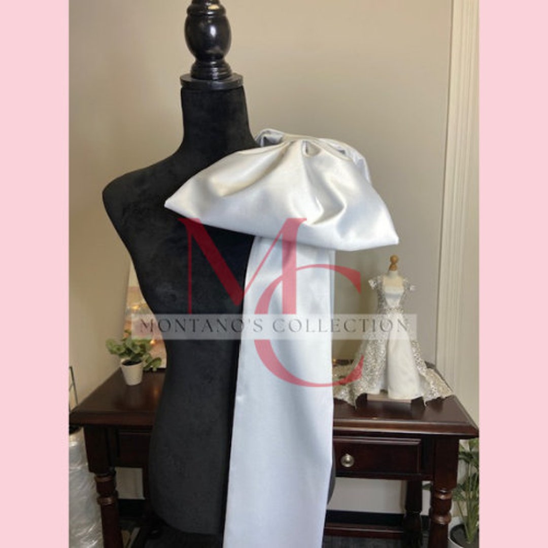 Large Shoulder Bow, Wedding Dress Bow, Huge Light Pink Dress Bow, Black