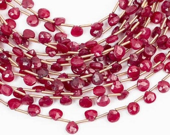 Natural Ruby Smooth Briolette Beads,7X8--9X12-MM Beads Ruby Smooth Oval Beads,Ruby Gemstone, 12 Pieces Strand 67- Carats