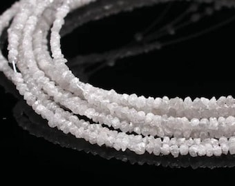 ROUGH DIAMOND Beads, Natural WHITE Diamond Raw Beads, Diamond Nuggets, 2-3 mm White Diamond Uncut Beads, Conflict Free Diamond Beads Strand