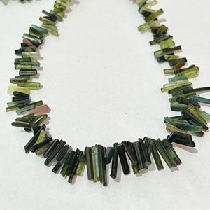 AAA Green Tourmaline Fancy Sticks Shape beads | Earth Mined Natural Tourmaline Crystal Beads Size 5 mm - 12 mm for Jewelry Making