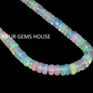 Ethiopian Opal Smooth Rondelle Beads, AAA Top Quality Ethiopian Opal Beads, Multi Fire Opal Beads, Welo Opal Beads, Fire Opal Gemstone Beads