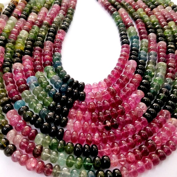 Multi Tourmaline Smooth Rondelle Beads, Multi Tourmaline Beads, Multi Tourmaline Rondelle beads, 6- 6.5mm Watermelon Tourmaline Smooth Beads