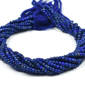 Lapis Faceted Rondelle Beads, Lapis Lazuli Beads, Lapis Rondelle Beads, Natural Lapis Faceted Beads, AAA+ Quality 4 mm Beads, Lapis+Beads