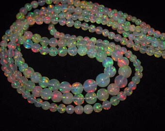 Perles Rondes Opale D'Éthiopie Naturelles Multicolores 3-5 Mm Fil