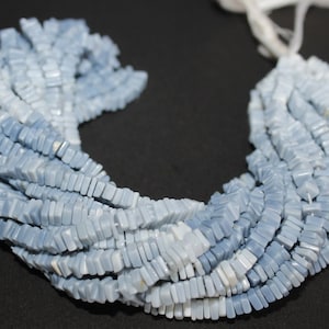 Natural Blue Opal Smooth Heishi Square Gemstone Beads, Blue Opal Spacer Beads, 15 &quot;Strand, 4-4.5 mm, Natural AAA Quality Blue Opal Beads