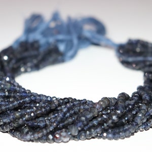 Natural Iolite Faceted Rondelle Beads, 4 mm Iolite Faceted Beads, 13" Strand, AAA Quality Iolite Beads, Iolite Beads Strand, Wholesale Beads