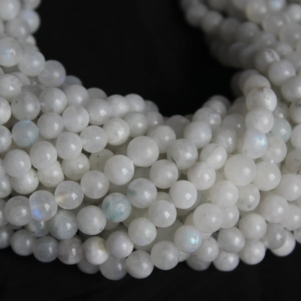 8 mm Rainbow Moonstone Beads 40+ White Rainbow Moonstone Beads Strand Smooth Round Rainbow Moonstone Beads Blue Flashy Rainbow Moonstone