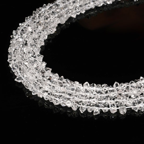 AAA++ Clear Herkimer Diamond Quartz Beads, Raw White Herkimer Diamonds Drilled Double Terminated Beads, Chakra Healing Jewelry Beads