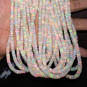 Bestseller Ethiopian Opal Faceted Rondelle Beads Multi Fire Faceted Opal Beads Natural Welo Opal Beads Flashy Opal Rondelle Strand Necklace