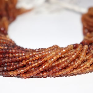 Natural Hessonite Shaded Faceted Rondelle Gemstone Beads,13 " Strand,3 - 3.5 mm  AAA Quality Shaded Brown Hessonite Jewelry Designing Crafts