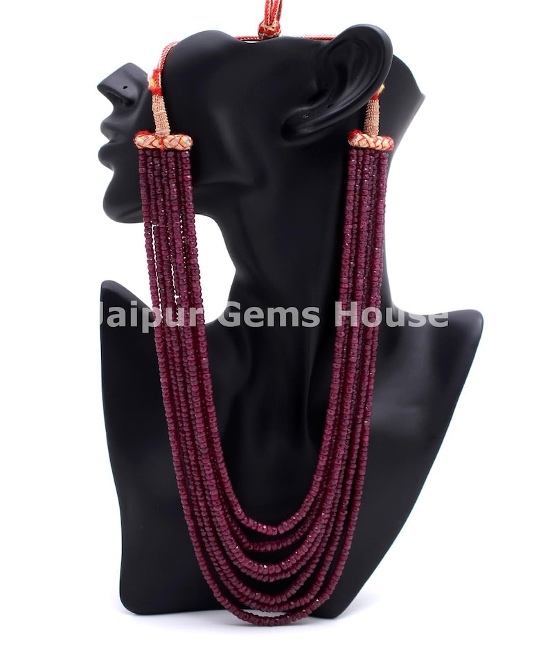 Ruby Necklace, Ruby Corundum Faceted Rondelle Necklace, 4-5 MM Natural Ruby Beads Necklace, Customize Length 5 Strands or 6 Strands image 1