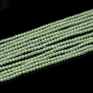 Natural Prehnite Micro Faceted Round Beads 2-2.5 mm Green Prehnite Loose Gemstone Beads Strand for Handmade Jewelry and Embroidary Beads