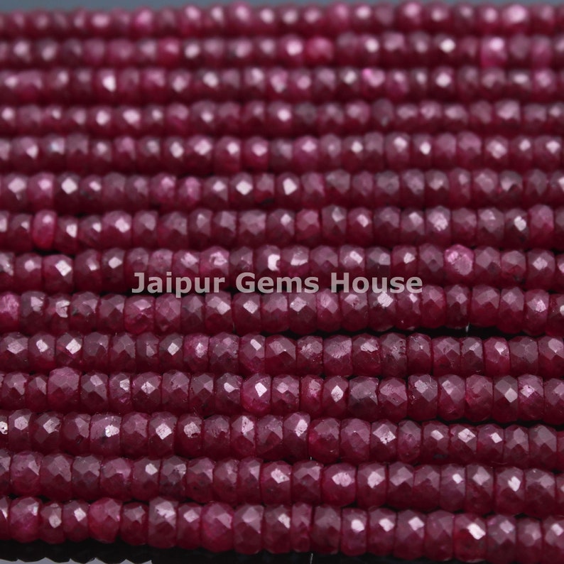 Ruby Necklace, Ruby Corundum Faceted Rondelle Necklace, 4-5 MM Natural Ruby Beads Necklace, Customize Length 5 Strands or 6 Strands image 5