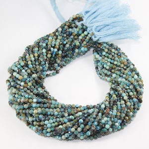 Multi Chrysocolla Faceted Round Beads, 3.5mm - 4mm Natural Chrysocolla Gemstone Beads, Chrysocolla Faceted Bead, Rare Chryso Beads Strand