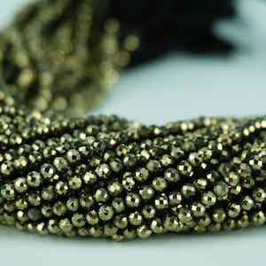 Pyrite Faceted Round Beads, Natural Pyrite 2-2.5 mm, 3-3.25 mm Faceted Round Beads, AAA Pyrite Faceted Beads For Jewelry Making