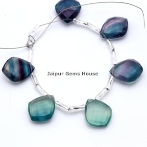 AAA Natural Fluorite Drop Leaf Shape Faceted Briolette Beads, Rare Multi Fluorite Gemstone Beads, Fancy Shape Beads Earrings Jewelry Making