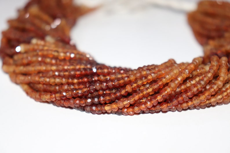 Natural Hessonite Shaded Faceted Rondelle Gemstone Beads,13  Strand,3-3.5 mm  AAA Quality Shaded Brown Hessonite Jewelry Designing Crafts