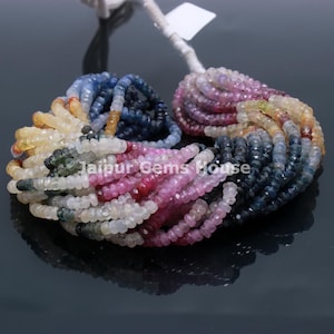 Multi Sapphire Faceted Rondelle Beads | 3.5 mm Sapphire Multi Rainbow Beads | Multi Sapphire Beads Wholesale Beads | Sapphire Gemstone