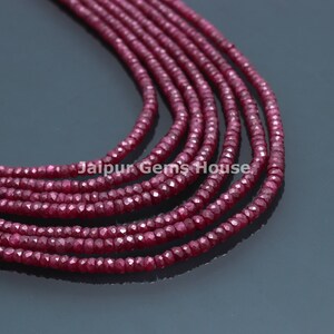 Ruby Necklace, Ruby Corundum Faceted Rondelle Necklace, 4-5 MM Natural Ruby Beads Necklace, Customize Length 5 Strands or 6 Strands image 4