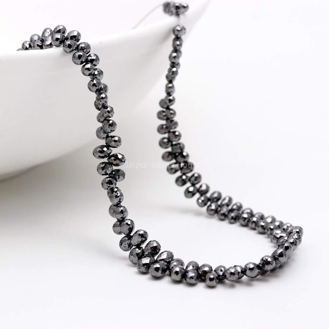 Black Diamond Teardrop Briollete Beads Strand 3 4 Mm Natural Black