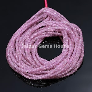 100% Natural PINK SAPPHIRE Faceted Rondelle Beads, 3 mm Pink Sapphire Rondelle Beads, AAA+ Quality Loose Sapphire Beads Strands on Wholesale