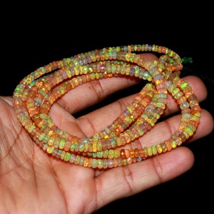 Ethiopian Opal Faceted Rondelle Beads Yellow Welo Opal Loose Gemstone Beads Fire opal Beads Personalized Jewelry Personalized Handmade Gift