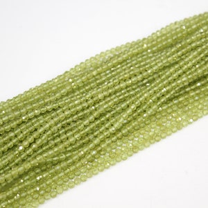 thumbnail image 2 of 100% Natural Peridot Gemstone Beads – 2.5mm Round Micro Faceted – AAA Quality – Strand 12.5" – GEMEXY 2 of 5