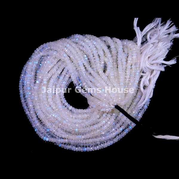 RAINBOW MOONSTONE Beads, MOONSTONE Faceted Rondelle Beads, 4-5 mm Moonstone Beads Rainbow Moonstone Strands, Flashy Rainbow Beads