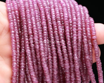Natural African Ruby Faceted Rondelle beads AAA Star Ruby Faceted Beads 3mm - 4mm Ruby Rondelle Beads Purple Red Ruby Beads Wholesale Beads