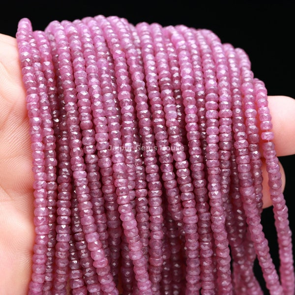 Natural African Ruby Faceted Rondelle beads AAA Star Ruby Faceted Beads 3mm - 4mm Ruby Rondelle Beads Purple Red Ruby Beads Wholesale Beads