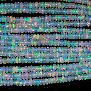 BestSeller AAA++ Quality Ethiopian Opal Beads Natural Welo Opal Smooth Rondelle Beads Multi Fire Opal Jewelry Loose Beads Strands Wholesale
