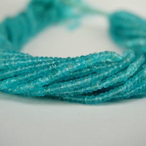 Sky Apatite Faceted Rondelle Beads, 4 mm Sky Apatite Rondelle Beads, AAA+ Quality Faceted Gemstone Beads, Wholesale Beads