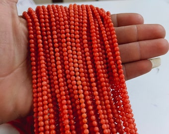 Perline Rotonde Sciolte Di Corallo Rosso Di Alta Qualà In Pietra - Foto 6