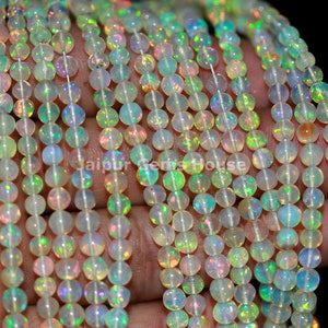 Superb Quality Ethiopian Opal Round Beads AAA Natural Welo Opal Beads Multi Fire Opal Smooth Gemstone Beads Flashy Round Opals for Jewelry