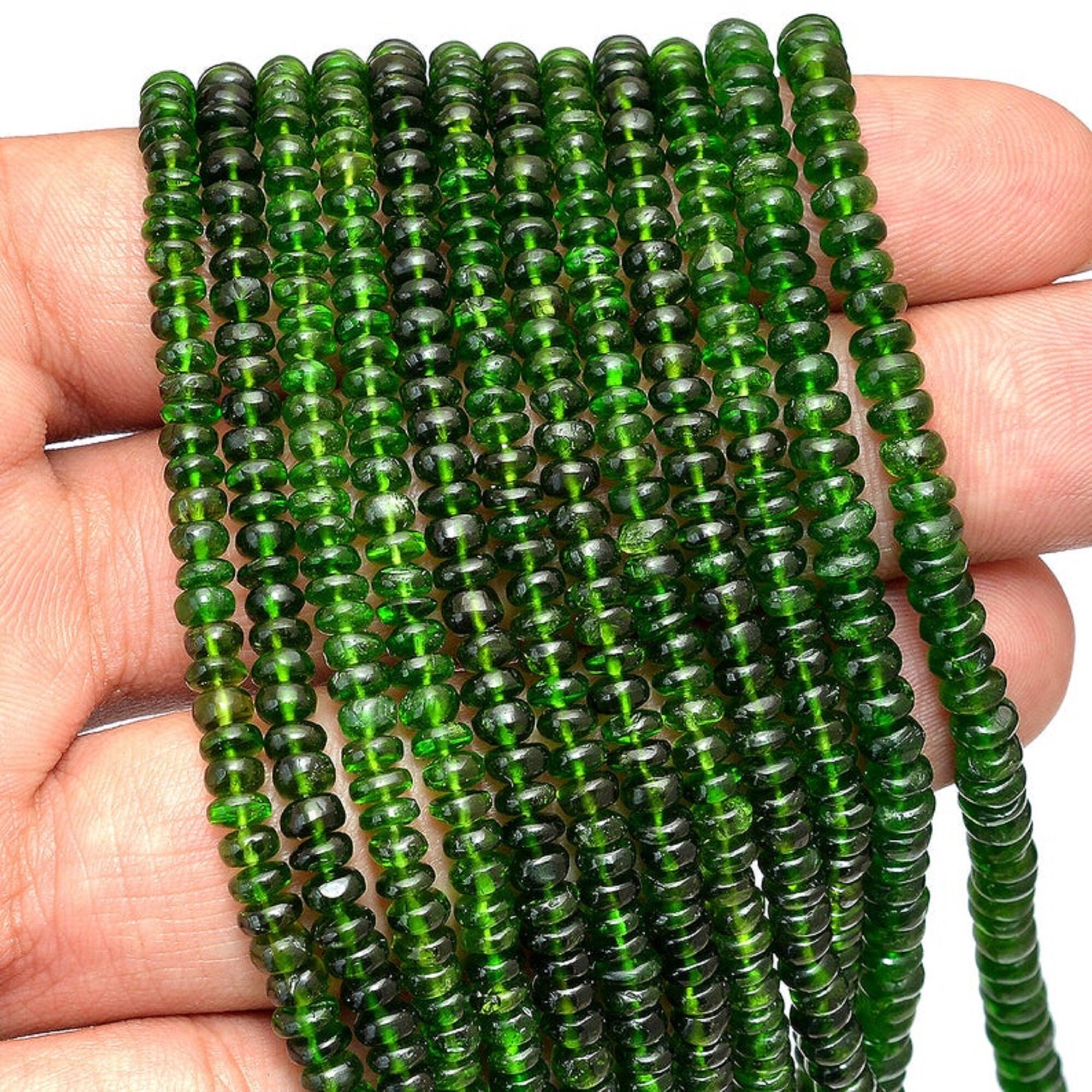 Chrome Diopside Smooth Rondelle Beads Chrome Diopside Beads