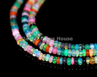 SPECIALE VERKOOP Multi Color Ethiopische OPAL Smooth Rondelle Kralen Disco Opal Rondelle Kralen 4mm Opal Sieraden Kralen Natural Fire Welo Opal Kralen