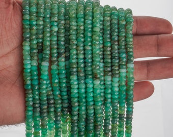 Chrysoprase Faceted Roundel Beads 6mm,Chrysoprase Faceted Rondelle,Cut Gemstone Bead,shaded Chrysoprase green gemstone beads,loose beads,