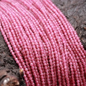 Perle rotonde sfaccettate micro di tormalina rosa naturale AAA Perle di tormalina rubellite tagliate al laser da 2 mm e 3 mm Perle di tormalina rosa all'ingrosso