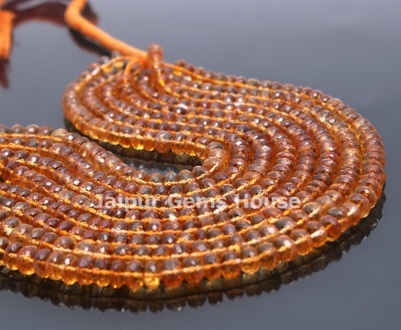 Natural Citrine faceted rondelle beads Best quality beads strands  citrine faceted beads dark colour 3-3.50 mm