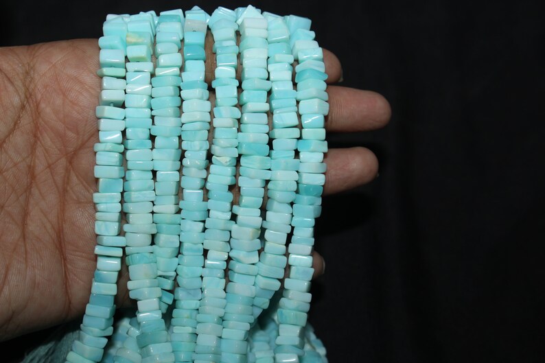 Peru Opal Smooth Heishi Square Gemstone Beads,15 Strand,5-5.5 mm AAA Quality Blue Peru Opal Smooth Heishi Square Shape Beads