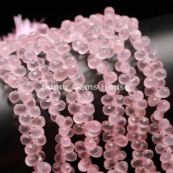 Rose Quartz Faceted Drop Shape Briolettes Beads, Natural Rose Quartz Teardrop Gemstone Beads, Superb Quality Beads for Jewelry Making Craft