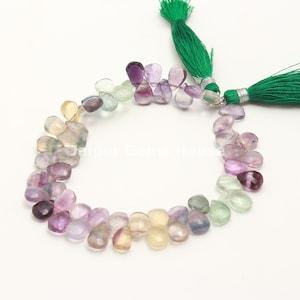 Fluorite Faceted Briolette, Multi Fluorite Pear Shape Briolette Beads, Natural Fluorite Gemstone, Multi Color Natural Fluorite Beads Strand
