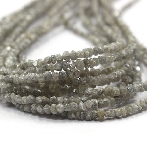 50 Strands Gray ROUGH DIAMOND Beads, Natural GRAY Diamond Raw Beads, Diamond Nuggets, 2-3mm Grey Diamond Uncut Beads Wholesale Diamond Beads