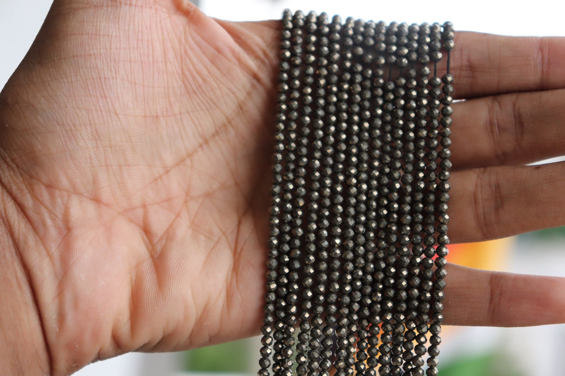 Lynxus Faceted Natural Loose Beads 1.5x2mm Faceted Pyrite